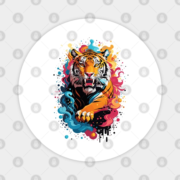 Color Splash Fierce Tiger Design Magnet by TF Brands